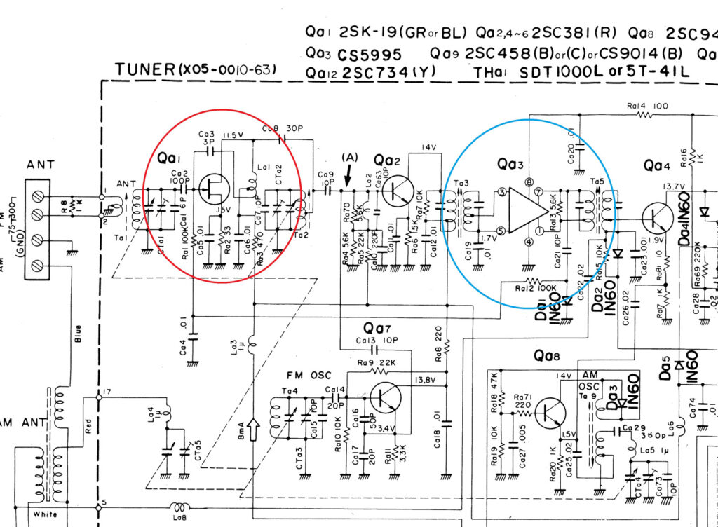 Detalle de la sección Front-End del Kenwood KT-1000
