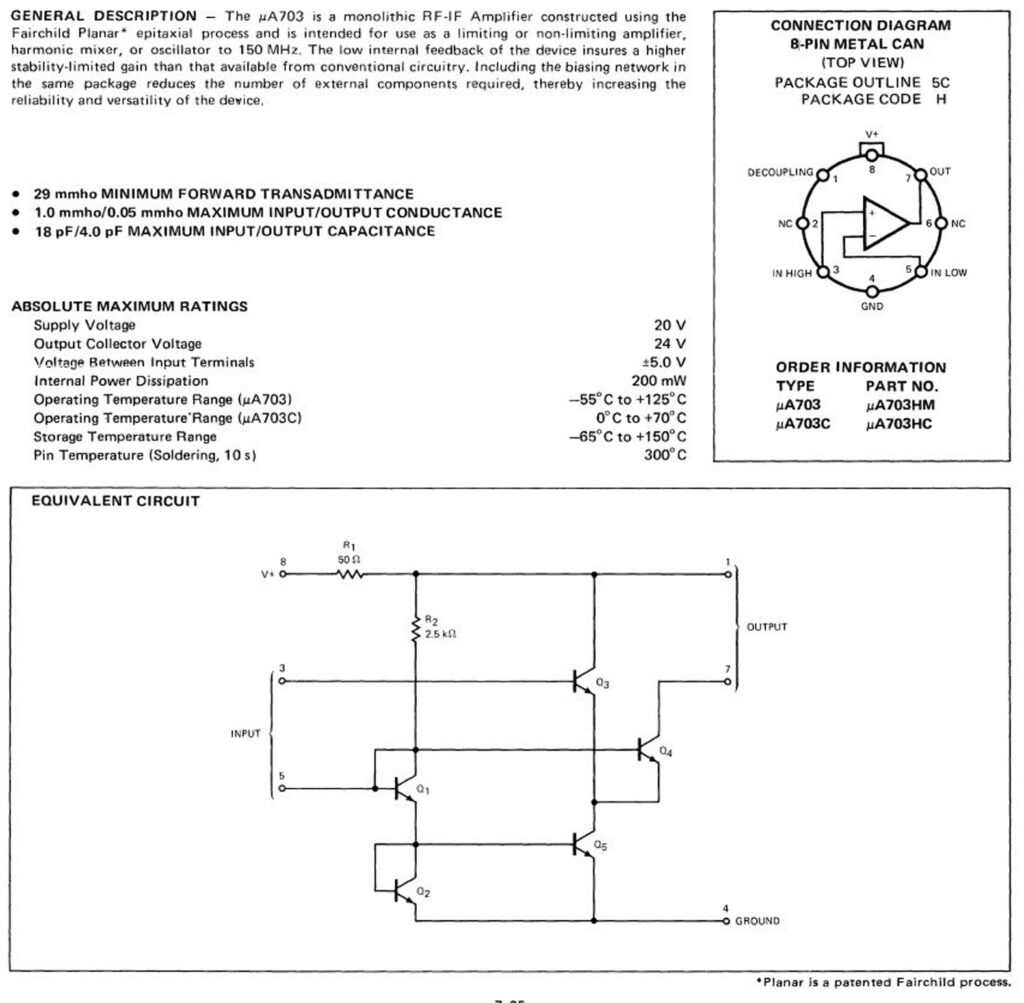 Datasheet uA703